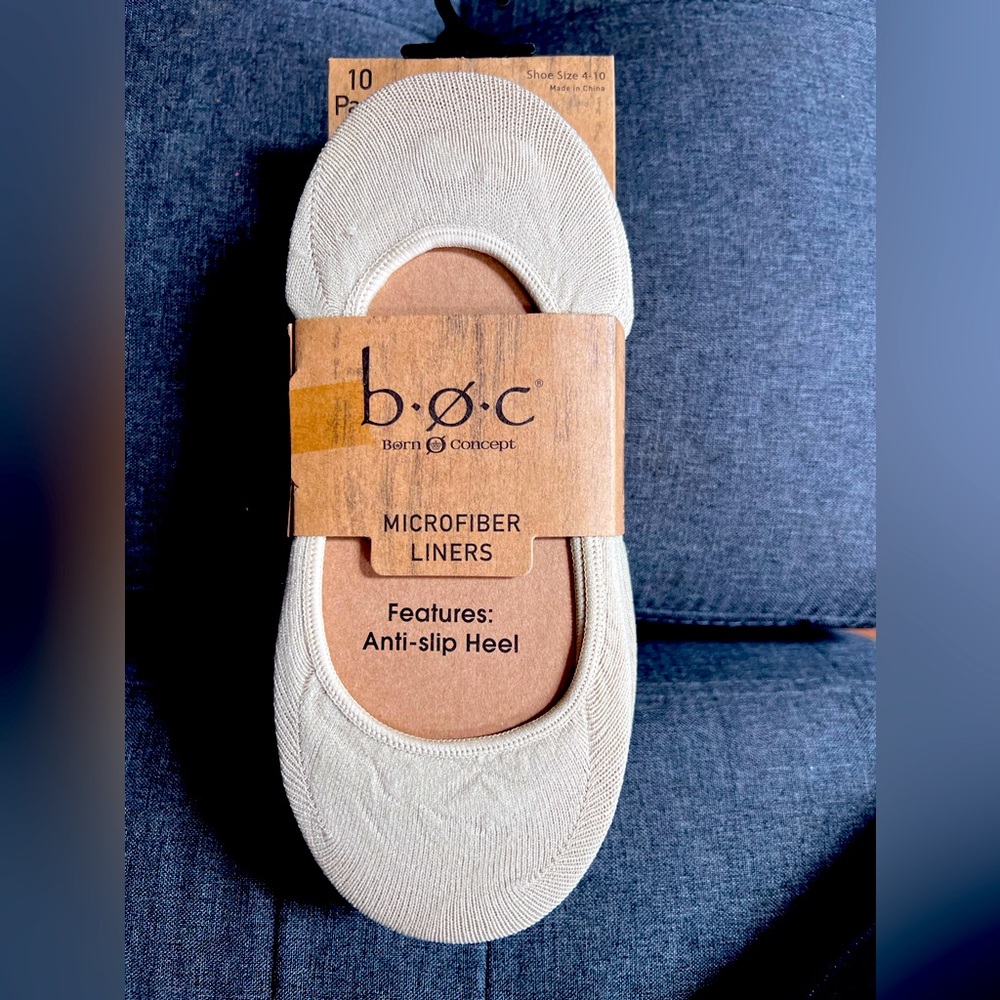 New b.o.c Born Concept Ladies Microfiber Liners 10 Pairs Pack Sz 4-10
